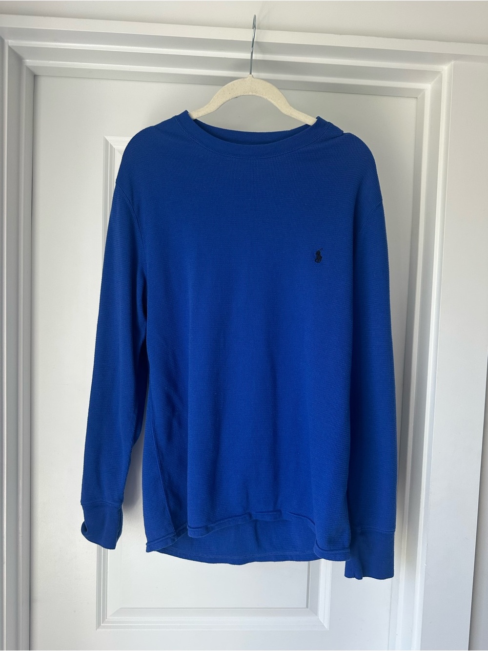 Ralph Lauren Men’s Royal Blue Long-Sleeve Waffle Knit Shirt